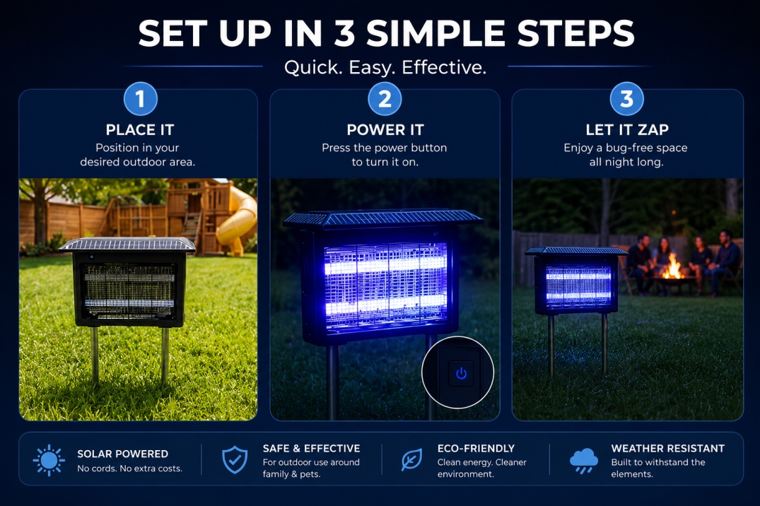 How to Use NovaVolt Solar Bug Zapper - 3 Simple Steps Setup Guide