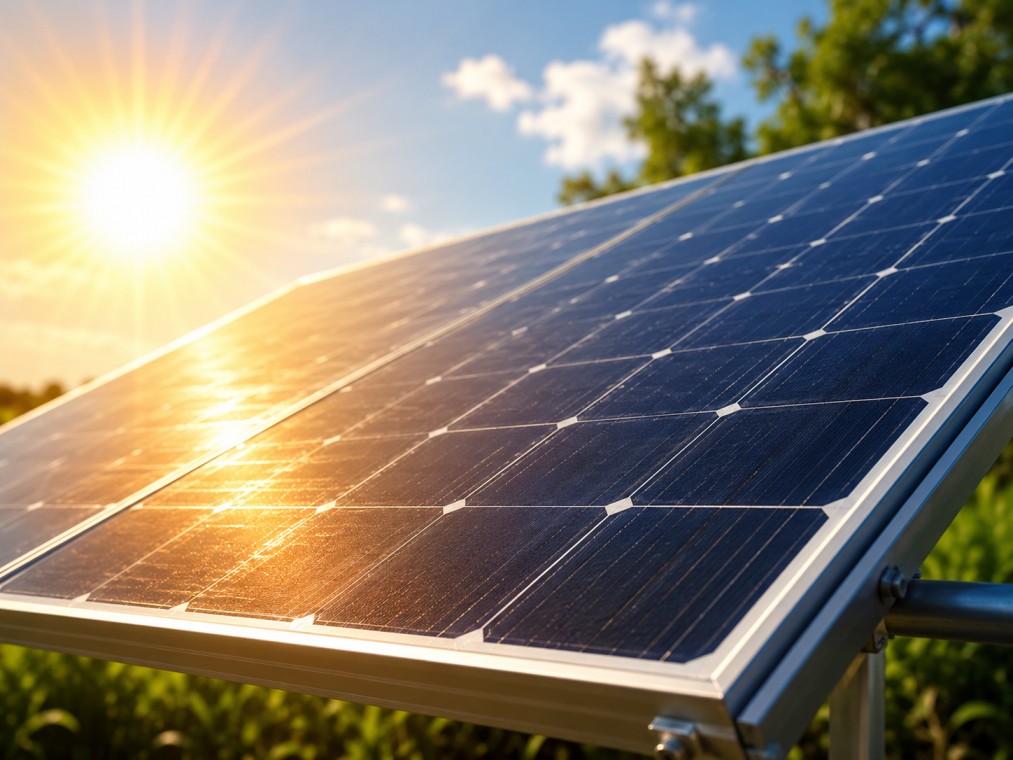 High-efficiency solar panel on NovaVolt bug zapper charging during the day